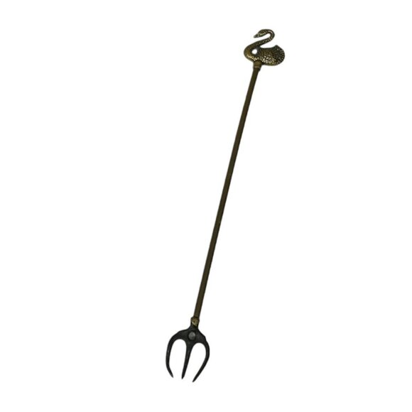 Vintage Brass Toasting Fork Swan Topped 15" Long Kitchen Decor - Picture 1 of 4